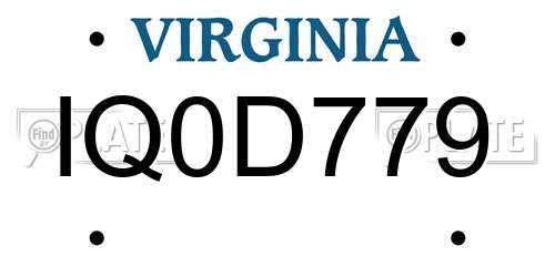 IQ0D779 Virginia License Plate