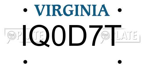 IQ0D7T Virginia License Plate