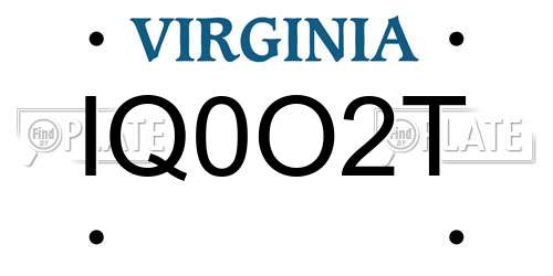 IQ0O2T Virginia License Plate
