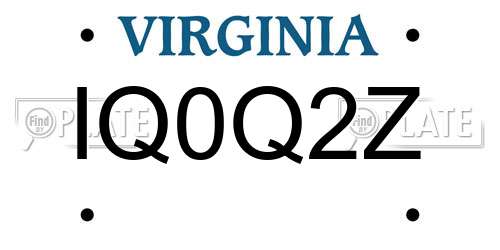 IQ0Q2Z Virginia License Plate