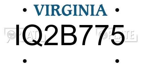 IQ2B775 Virginia License Plate