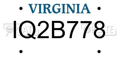 IQ2B778 Virginia License Plate