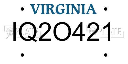IQ2O421 Virginia License Plate