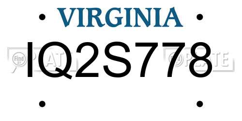 IQ2S778 Virginia License Plate