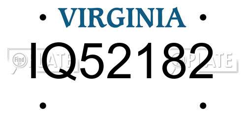 IQ52182 Virginia License Plate