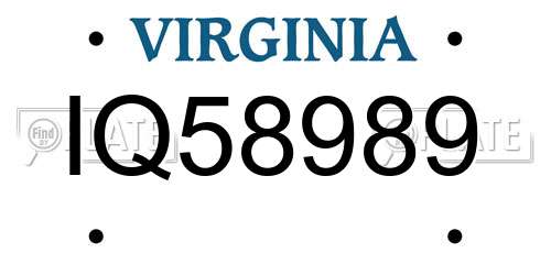 IQ58989 Virginia License Plate