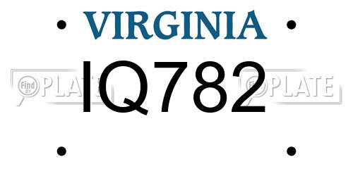 IQ782 Virginia License Plate