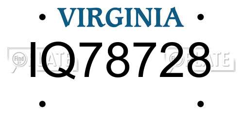 IQ78728 Virginia License Plate