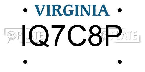 IQ7C8P Virginia License Plate