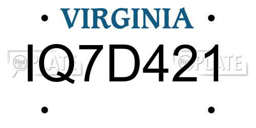 IQ7D421 Virginia License Plate