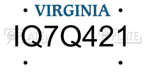 IQ7Q421 Virginia License Plate
