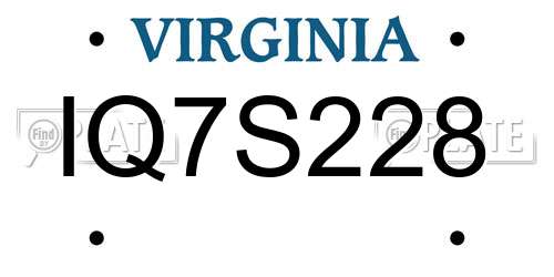 IQ7S228 Virginia License Plate