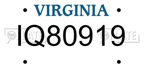 IQ80919 Virginia License Plate