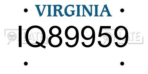IQ89959 Virginia License Plate