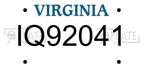 IQ92041 Virginia License Plate