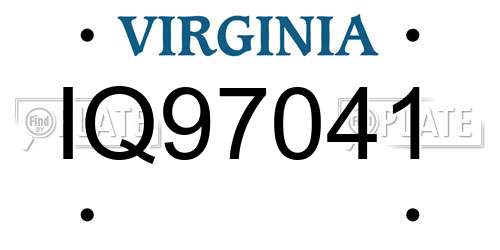IQ97041 Virginia License Plate