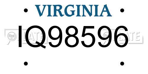 IQ98596 Virginia License Plate