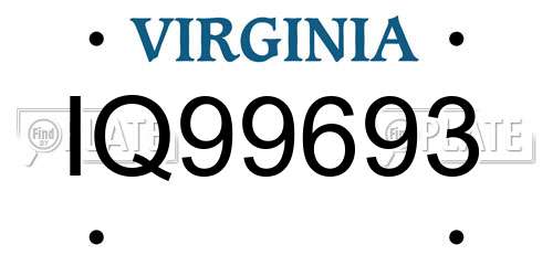 IQ99693 Virginia License Plate