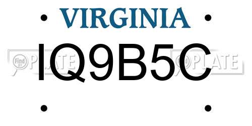 IQ9B5C Virginia License Plate
