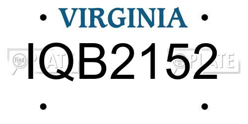 IQB2152 Virginia License Plate