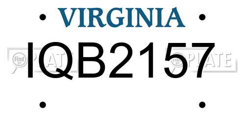 IQB2157 Virginia License Plate