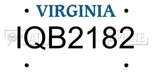 IQB2182 Virginia License Plate