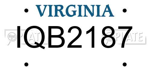 IQB2187 Virginia License Plate