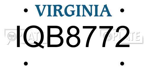 IQB8772 Virginia License Plate