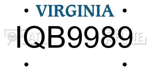 IQB9989 Virginia License Plate