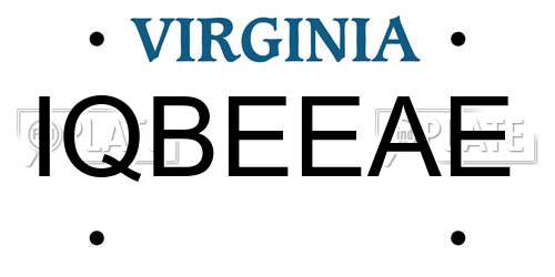 IQBEEAE Virginia License Plate