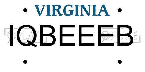 IQBEEEB Virginia License Plate