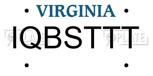 IQBSTTT Virginia License Plate