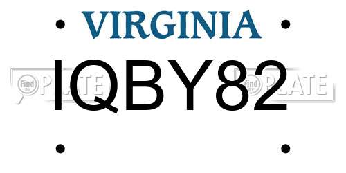 IQBY82 Virginia License Plate