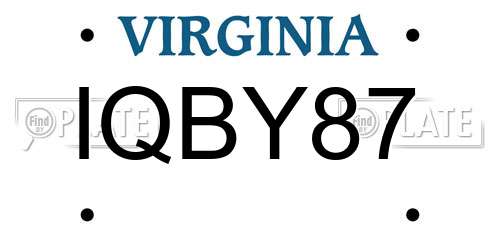 IQBY87 Virginia License Plate