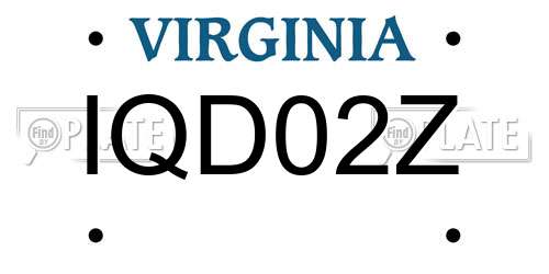 IQD02Z Virginia License Plate