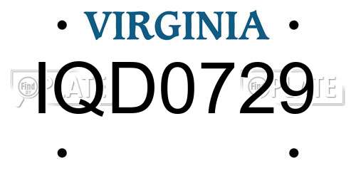 IQD0729 Virginia License Plate