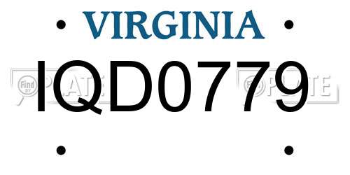 IQD0779 Virginia License Plate