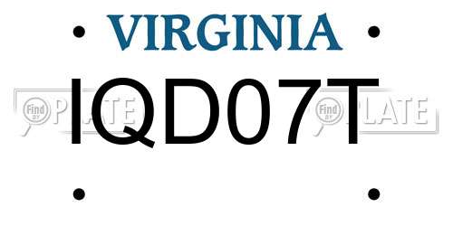 IQD07T Virginia License Plate