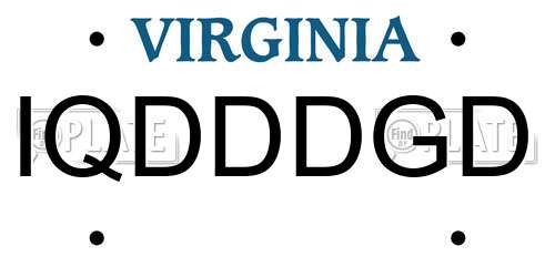 IQDDDGD Virginia License Plate