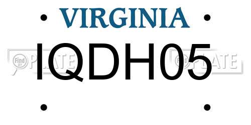IQDH05 Virginia License Plate
