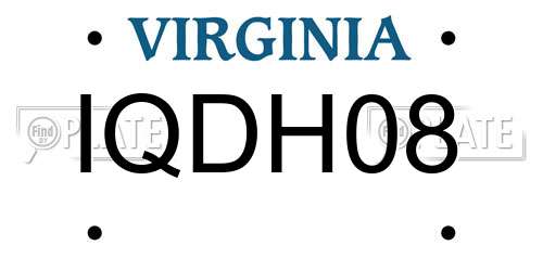 IQDH08 Virginia License Plate
