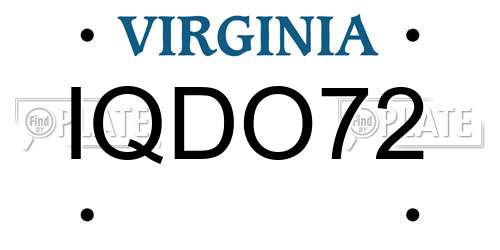 IQDO72 Virginia License Plate