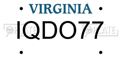 IQDO77 Virginia License Plate