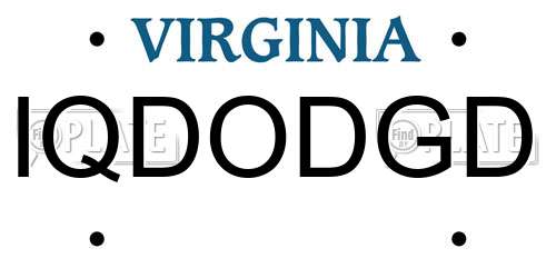 IQDODGD Virginia License Plate