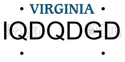 IQDQDGD Virginia License Plate
