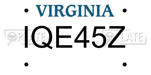 IQE45Z Virginia License Plate