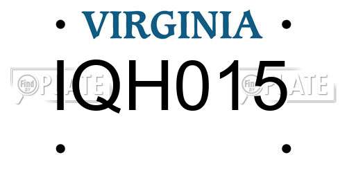IQH015 Virginia License Plate