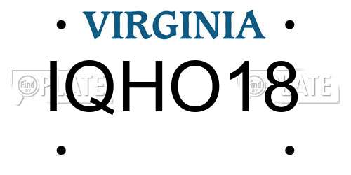 IQHO18 Virginia License Plate