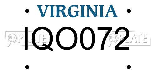 IQO072 Virginia License Plate