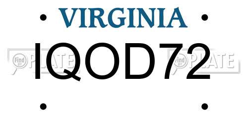 IQOD72 Virginia License Plate